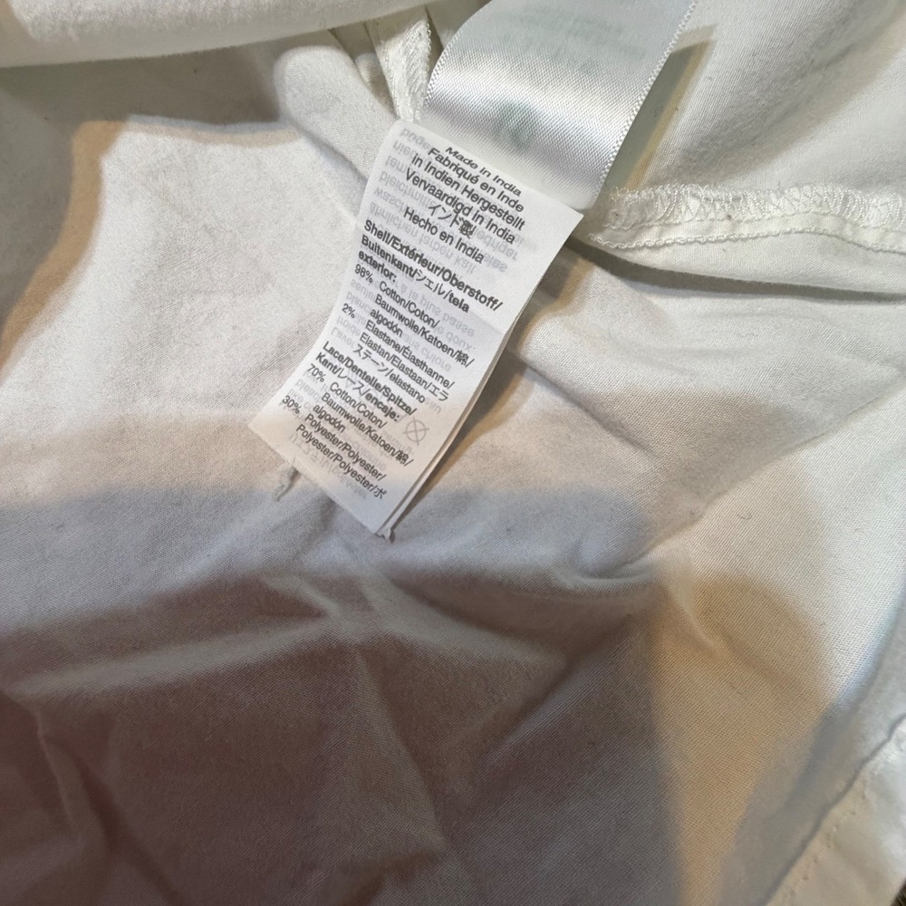 J.Crew Re-Imagined White Cotton Eyelet Lace Popover Blouse Womens Large L - Picture 6 of 11